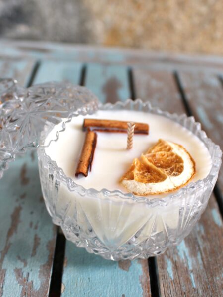 Vela bombonera de canela y naranja