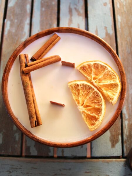 Vela de canela y naranja 12x4 cm