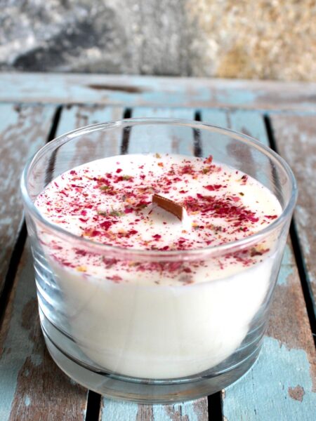 Vela de piruleta en vaso de cristal