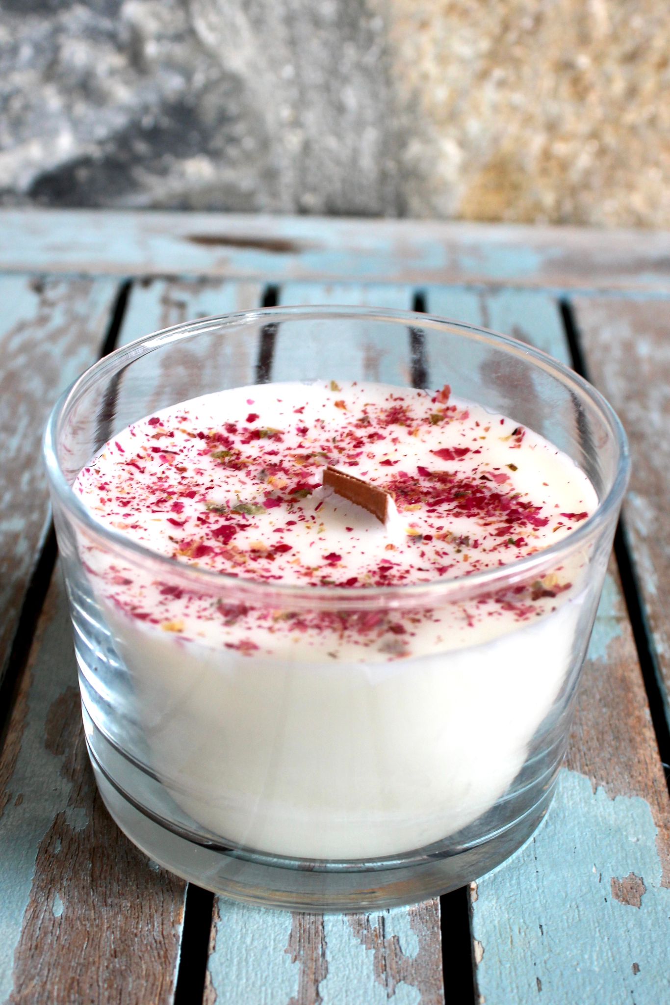 Vela de piruleta en vaso de cristal